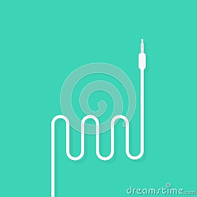 Earphones jack icon with white cord. concept of meloman items for earbud or ear plugs and personal gadget. Vector illustration. Vector Illustration