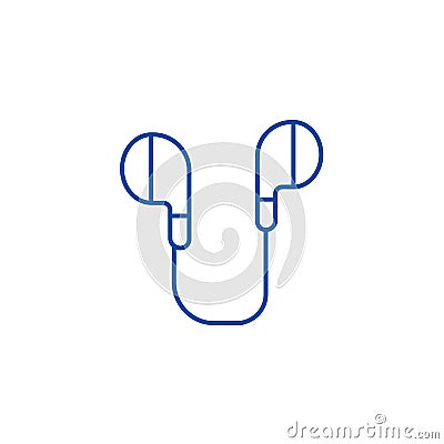 Earphones line icon concept. Earphones flat vector symbol, sign, outline illustration. Vector Illustration