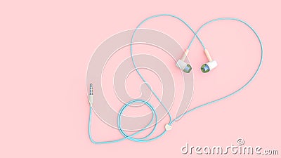 Earphones pastel color wire heart shape Stock Photo