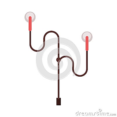 Earphones wire audio device isolated icon Vector Illustration