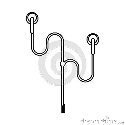 Earphones wire audio device isolated icon Vector Illustration