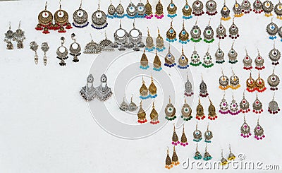 Earring handicrafts for sale, Kolkata, India Editorial Stock Photo
