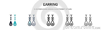 Earring icon in filled, thin line, outline and stroke style. Vector illustration of two colored and black earring vector icons Vector Illustration