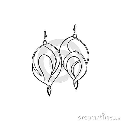 Earring Icon hand draw black colour mother day logo symbol perfect Vector Illustration