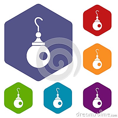 Earring icons set hexagon Vector Illustration