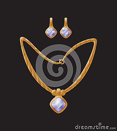 Earring Necklace Collection Vector Illustration Vector Illustration