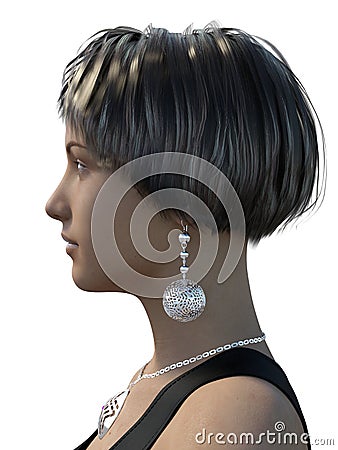 Earring and necklace profile Stock Photo