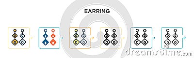 Earring vector icon in 6 different modern styles. Black, two colored earring icons designed in filled, outline, line and stroke Vector Illustration