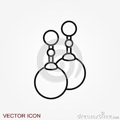 Earrings icon. Vector illustration of pearl earrings vector icon Cartoon Illustration