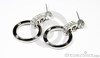 Earrings from silver in the form of ring Stock Photo