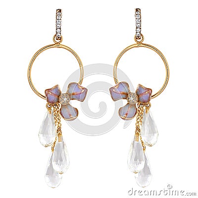 Earrings silver round fashion stylish Stock Photo