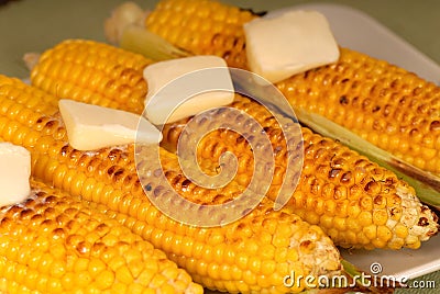 Ears of roasted corn Stock Photo