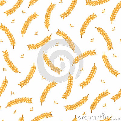 Ears of wheat. Vector seamless pattern illustration. Hand drawn bakery background Vector Illustration