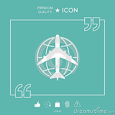 Earth and Airplane logo Vector Illustration