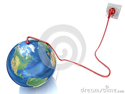 Earth attached to electrical socket. Stock Photo