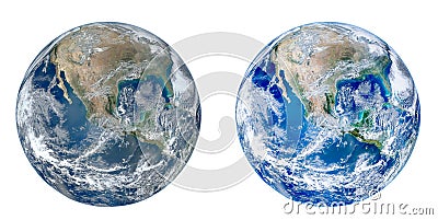 Planet Earth Globe view from space isolated on white background. Stock Photo