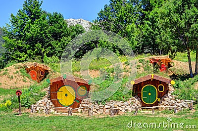 Earth Sheltered Underground Homes Near Mount Velebit, Croatia Stock Photo