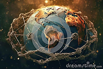 The Earth is bound in shackles. Stock Photo