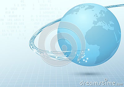 Earth broadband cable connection background Vector Illustration