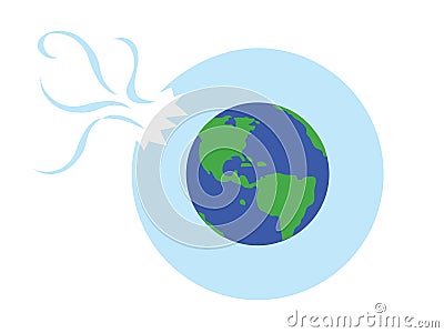 Earth with broken ozone layer Vector Illustration