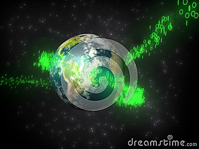 Earth in bytestream Stock Photo