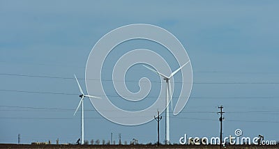 Earth Calling all Wind Turbines Stock Photo