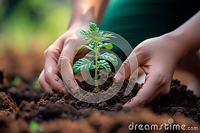 Earth care Person planting saplings, fostering environmental sustainability and growth Stock Photo
