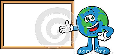 Earth Cartoon Mascot Presenting Vector Illustration