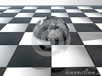 Earth on chess board Stock Photo