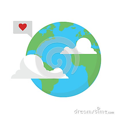 Earth with clouds. Mail message Vector Illustration