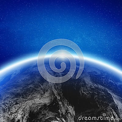 Earth clouds space background Stock Photo