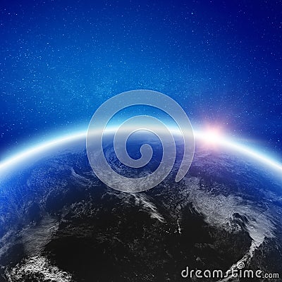 Earth clouds space background Stock Photo