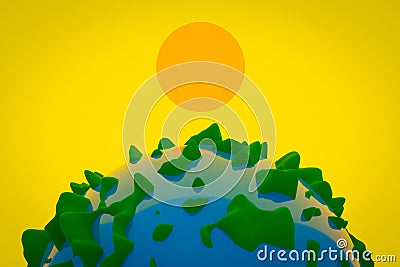 Earth concept on yellow isolated background Cartoon Illustration