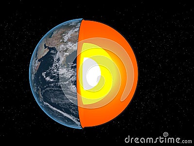 Earth core Cartoon Illustration