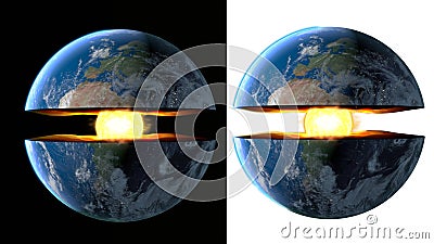 Earth core. inner structure with geological layers. 3d rendering Stock Photo