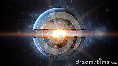 Earth core. inner structure with geological layers. 3d rendering Stock Photo