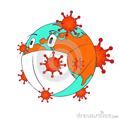 Earth covid, great design for any purposes. Coronavirus vaccine vector banner background Vector Illustration