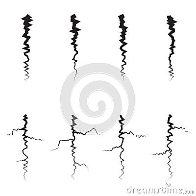 Earth Crack vector set. Crack Silhouettes Isolated set. Vector Illustration