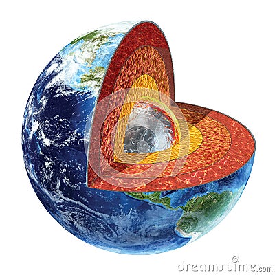 Earth cross section. Inner core version. Stock Photo