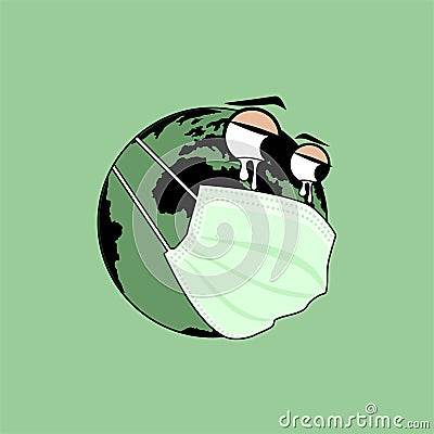 The Earth Crying using a mask Vector Illustration