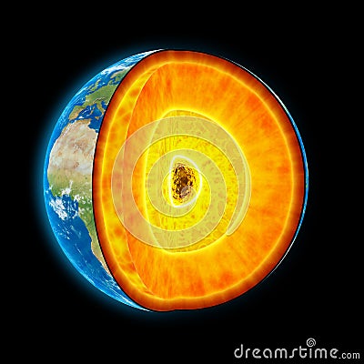 Earth cut-away Stock Photo