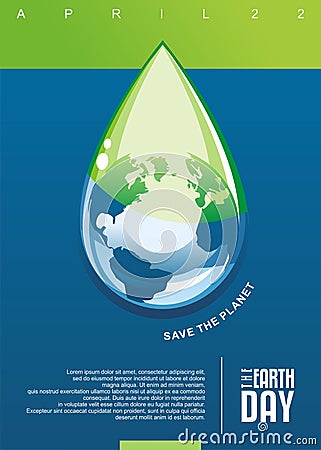 The earth day clear water conceptual poster Vector Illustration