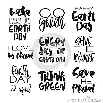 Earth Day Concept - Decorative handdrawn lettering Vector Illustration