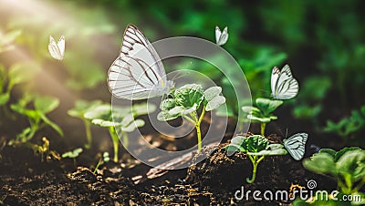 Earth day concept. Renewable energy for future. Plant management or environment symbol. Stock Photo