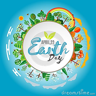 Earth Day. Eco friendly ecology concept. Vector illustration Cartoon Illustration