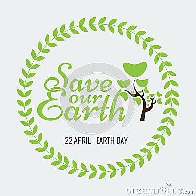 Earth Day Eco Green Vector Design. Circle Organic Leafs Vector Illustration