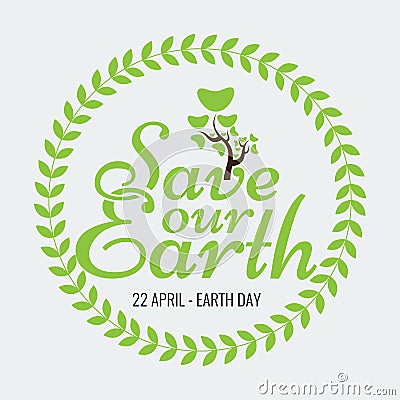 Earth Day Eco Green Vector Design. Circle Organic Leafs Vector Illustration