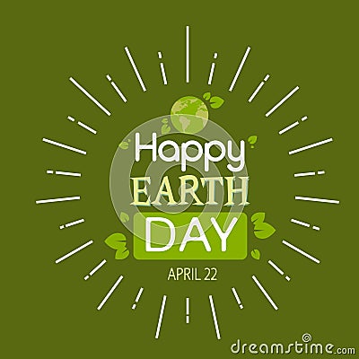 Earth Day Globe Tree Plant Ecological World Protection Vector Illustration