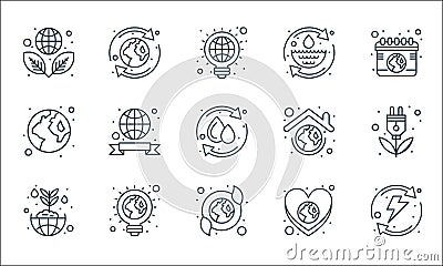 Earth day line icons. linear set. quality vector line set such as recycling, nature, ecosystem, save the world, ecologic light Vector Illustration