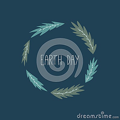 Earth Day poster, banner element. Vector floral frame, text card Stock Photo